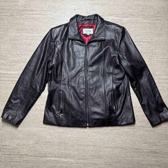 VTG 90s Wilsons Leather Maxima Jacket Black XL Full Zip Lined - Picture 1 of 8